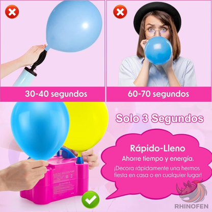 Inflador De Globos Eléctrico 2 Inyectores Inflador Rápido