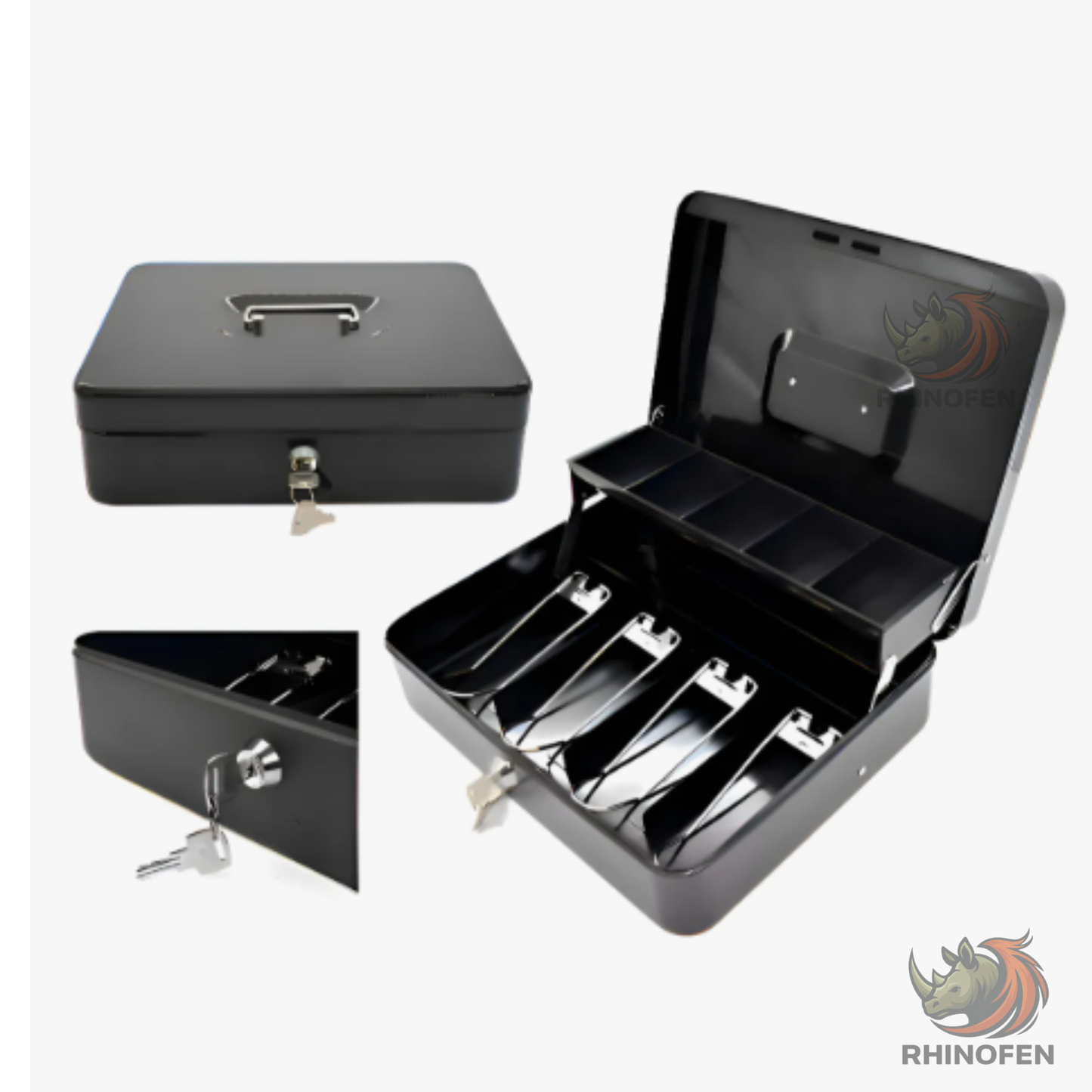 Caja de Dinero Metálica con Llave Color Negro