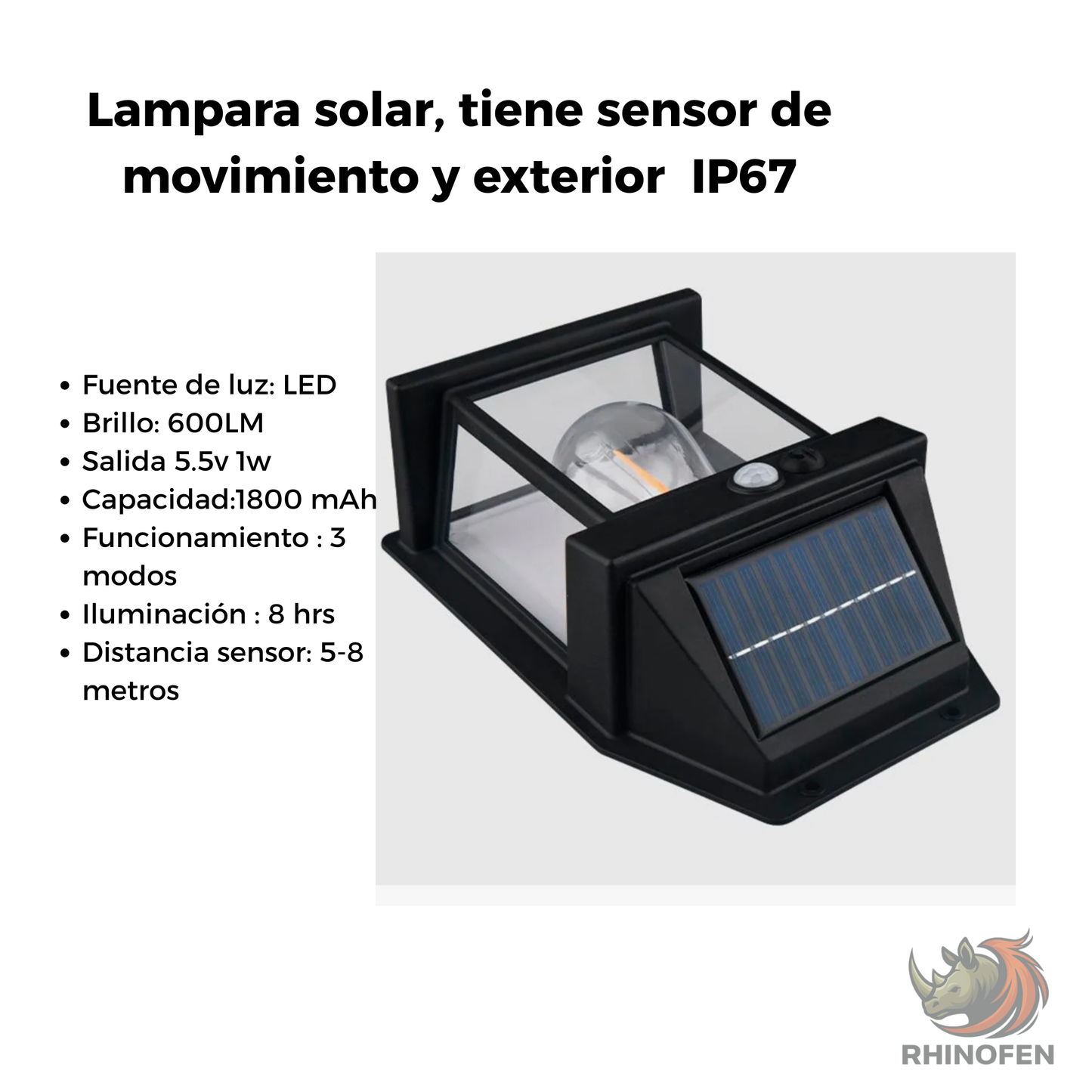 Lámpara Aplique de Pared Solar Led Estructura Negro IP67
