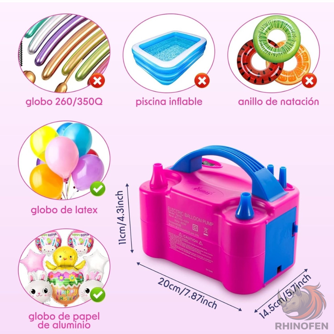 Inflador De Globos Eléctrico 2 Inyectores Inflador Rápido